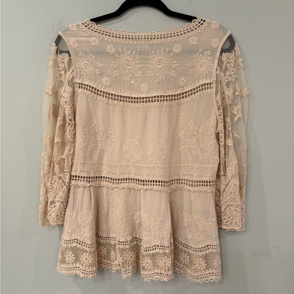 Boho Nude Color Medium Sheer Top by Ultra Pink New Without Tags - Picture 2 of 5